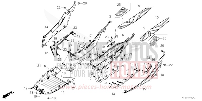 FLOOR STEP/UNDER COVER for Forza 125 MAT CARNELIAN RED METALLIC (R384) from 2022